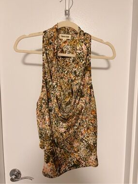 Open Edit Olive & Pink Floral Cowl-Neck Camisole